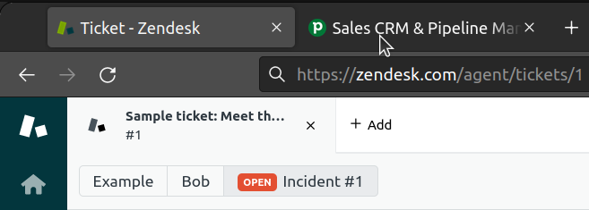 Switching tabs from Zendesk to a CRM