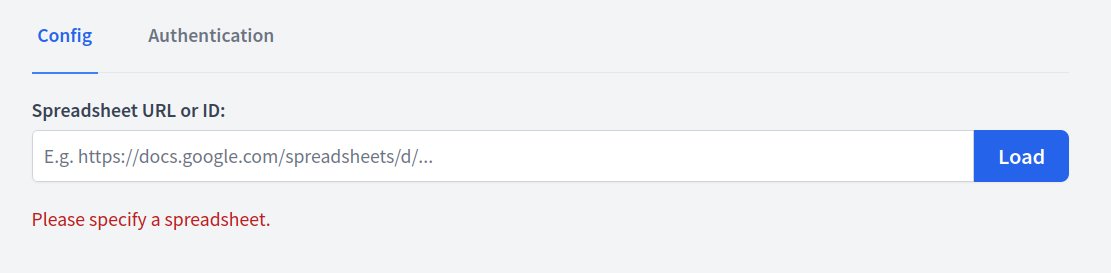Load spreadsheet by URL