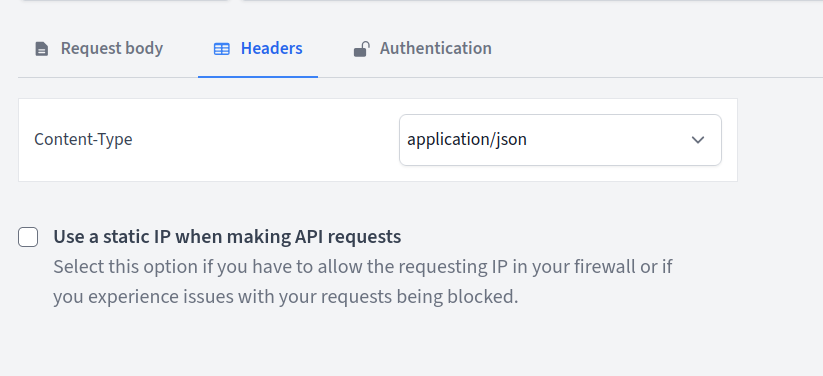 Static IP configuration for REST API requests