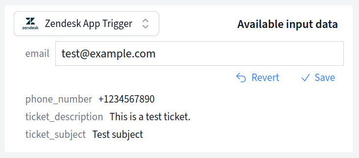 Test input data in the REST API node